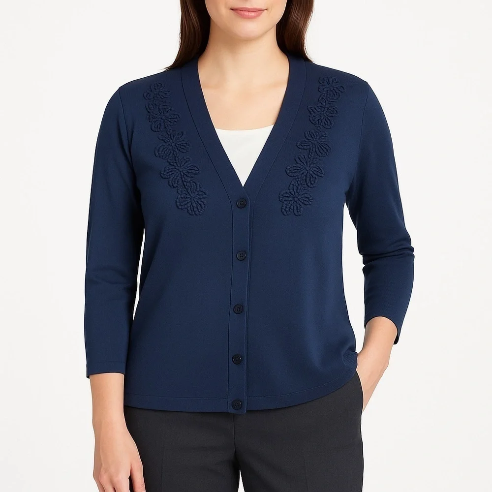 RAFAELLA STUDIO Navy Blue Button Up Casual Jacket Size L
